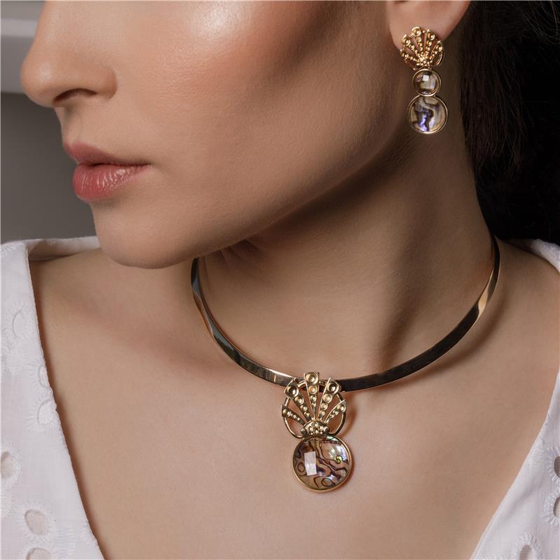 CONJUNTO FOLHEADO A OURO