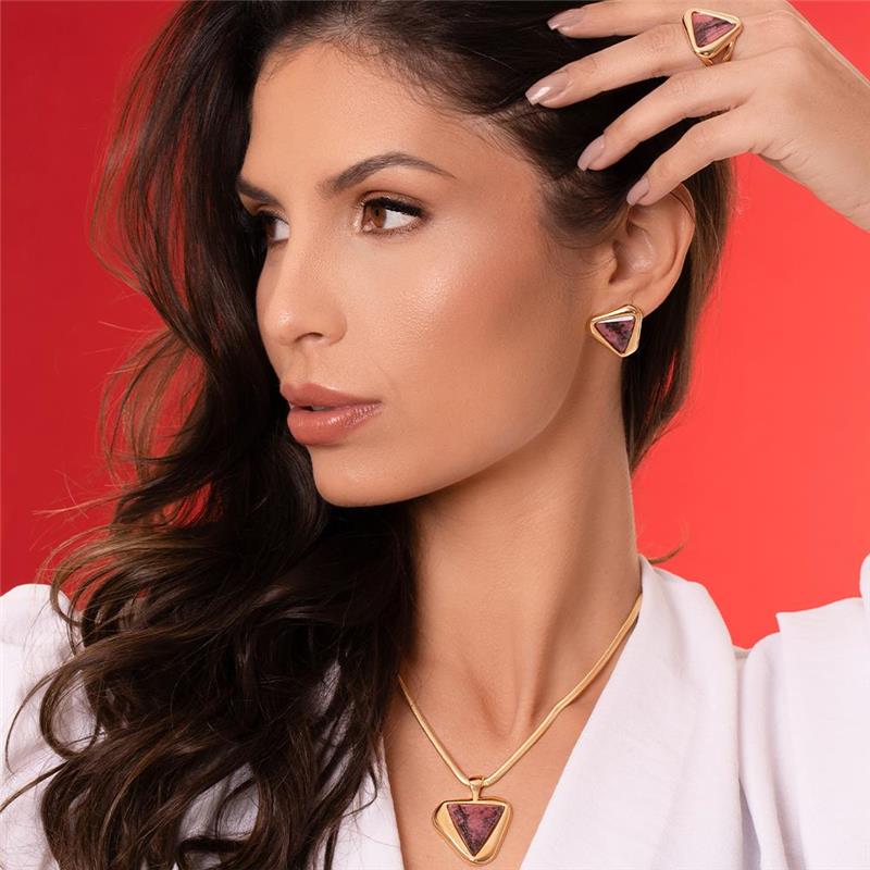 CONJUNTO FOLHEADO A OURO