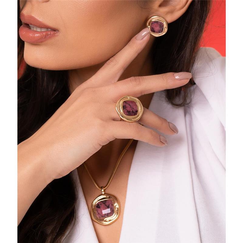 CONJUNTO FOLHEADO A OURO