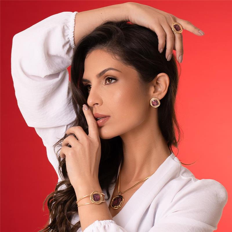 CONJUNTO FOLHEADO A OURO