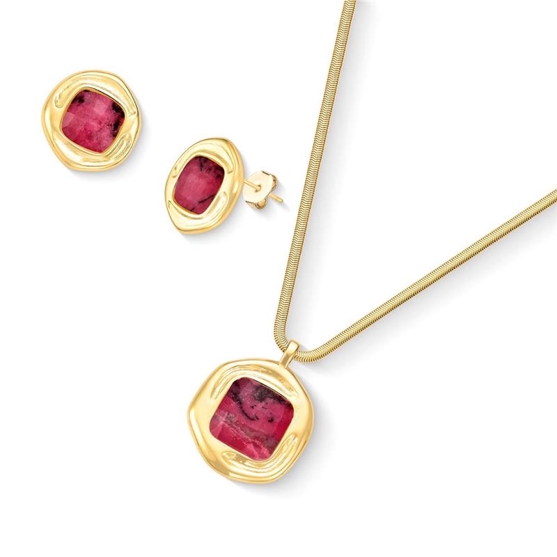 CONJUNTO FOLHEADO A OURO