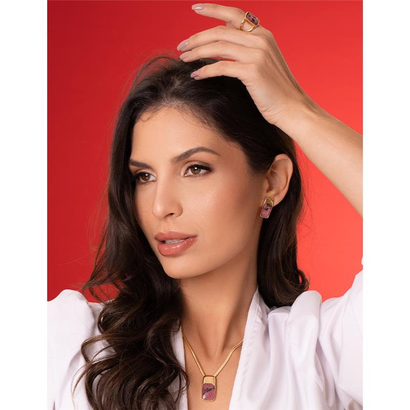 CONJUNTO FOLHEADO A OURO