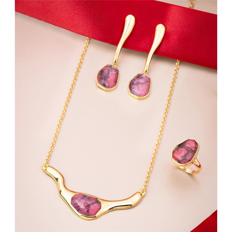 CONJUNTO FOLHEADO A OURO