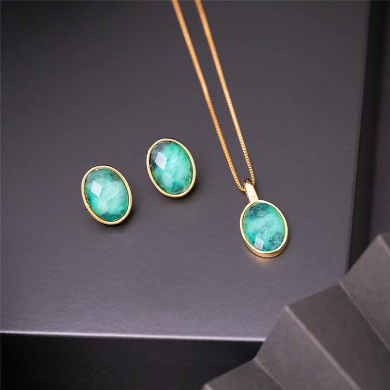 CONJUNTO FOLHEADO A OURO