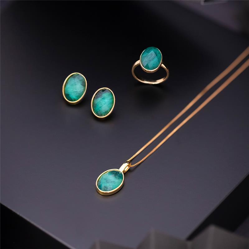 CONJUNTO FOLHEADO A OURO