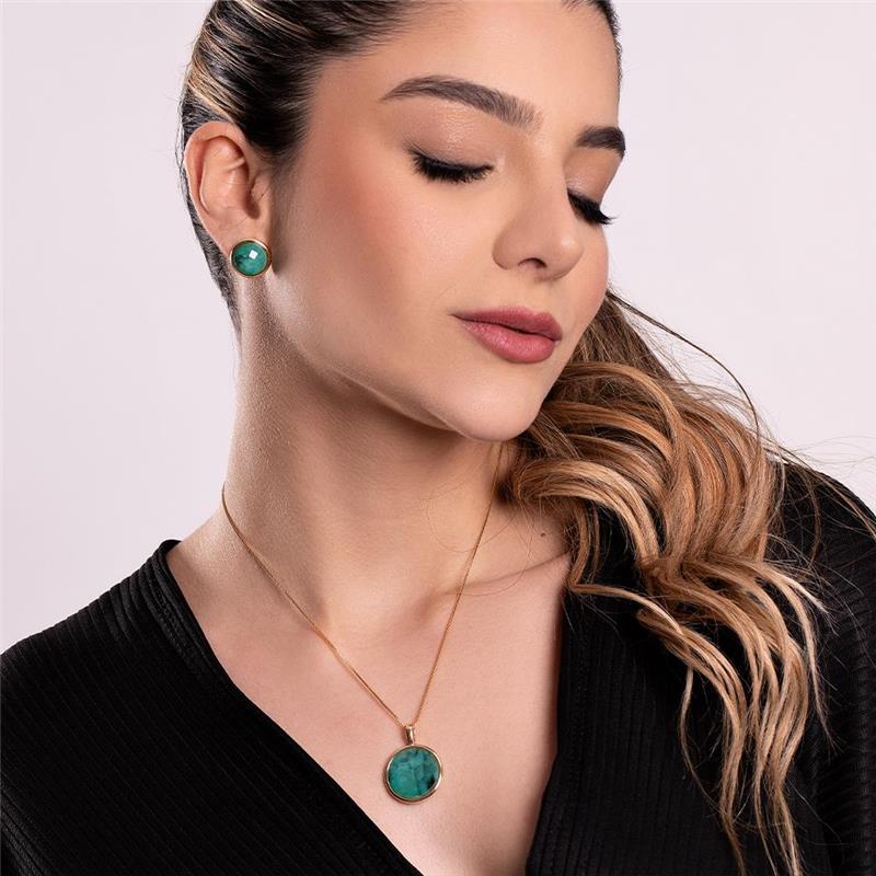 CONJUNTO FOLHEADO A OURO