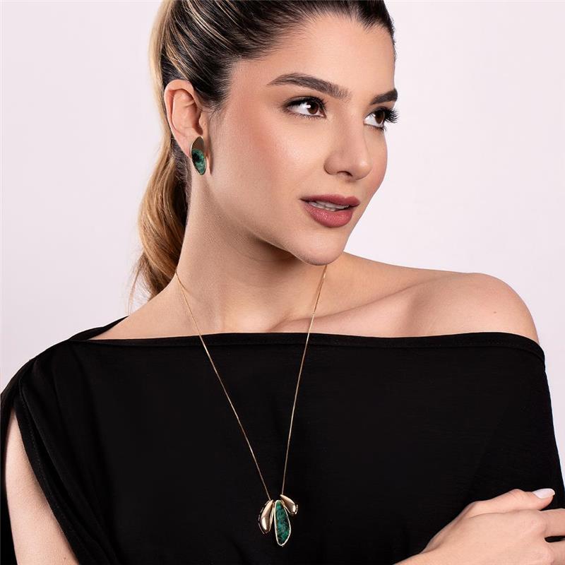 CONJUNTO FOLHEADO A OURO