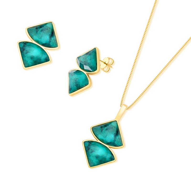CONJUNTO FOLHEADO A OURO