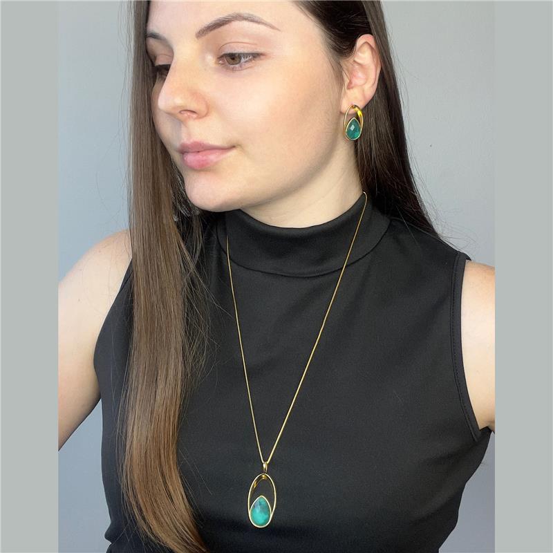 CONJUNTO FOLHEADO A OURO