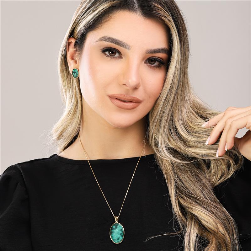 CONJUNTO FOLHEADO A OURO