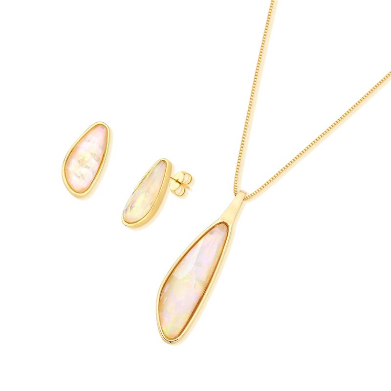 CONJUNTO FOLHEADO A OURO