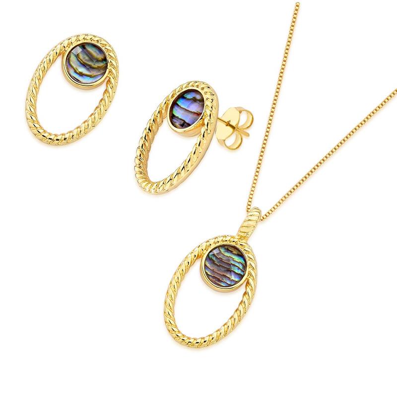 CONJUNTO FOLHEADO A OURO