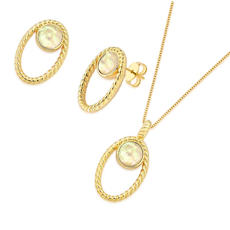 CONJUNTO FOLHEADO A OURO