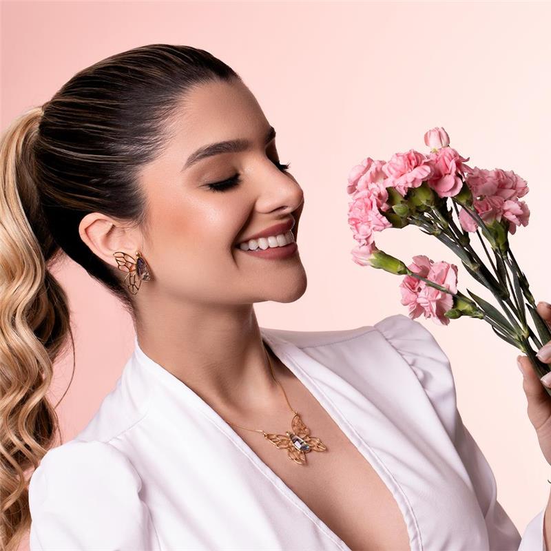 CONJUNTO FOLHEADO A OURO