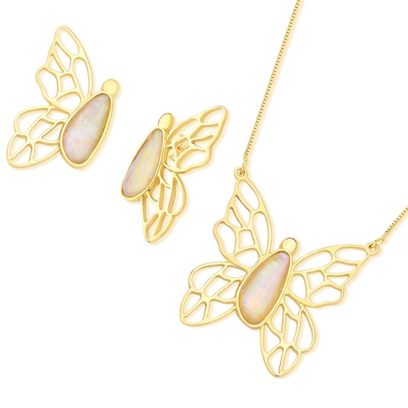 CONJUNTO FOLHEADO A OURO