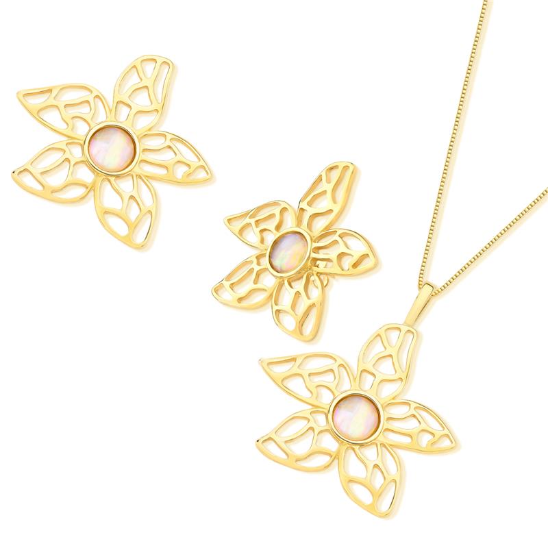 CONJUNTO FOLHEADO A OURO