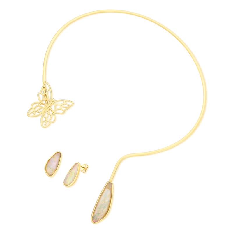 CONJUNTO FOLHEADO A OURO