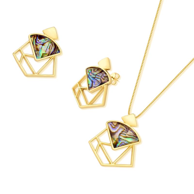 CONJUNTO FOLHEADO A OURO