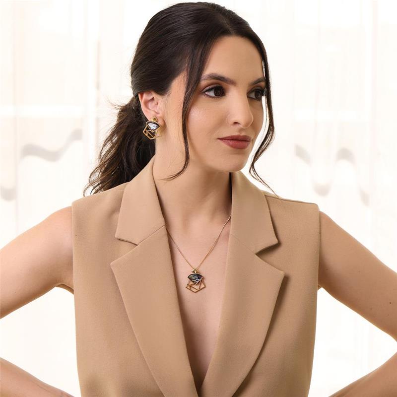 CONJUNTO FOLHEADO A OURO