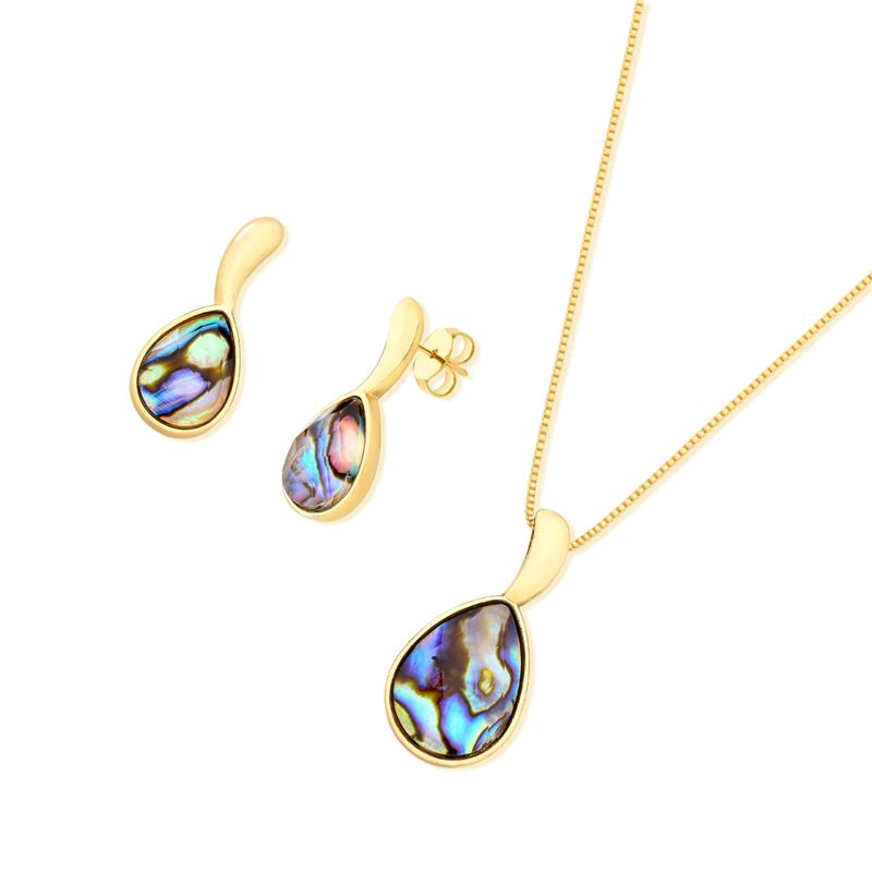 CONJUNTO FOLHEADO A OURO