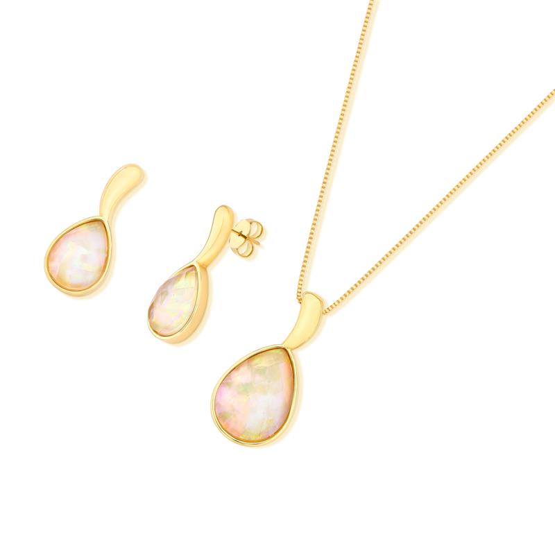 CONJUNTO FOLHEADO A OURO