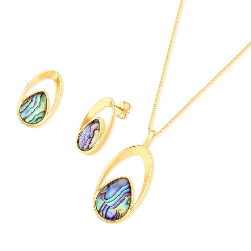 CONJUNTO FOLHEADO A OURO