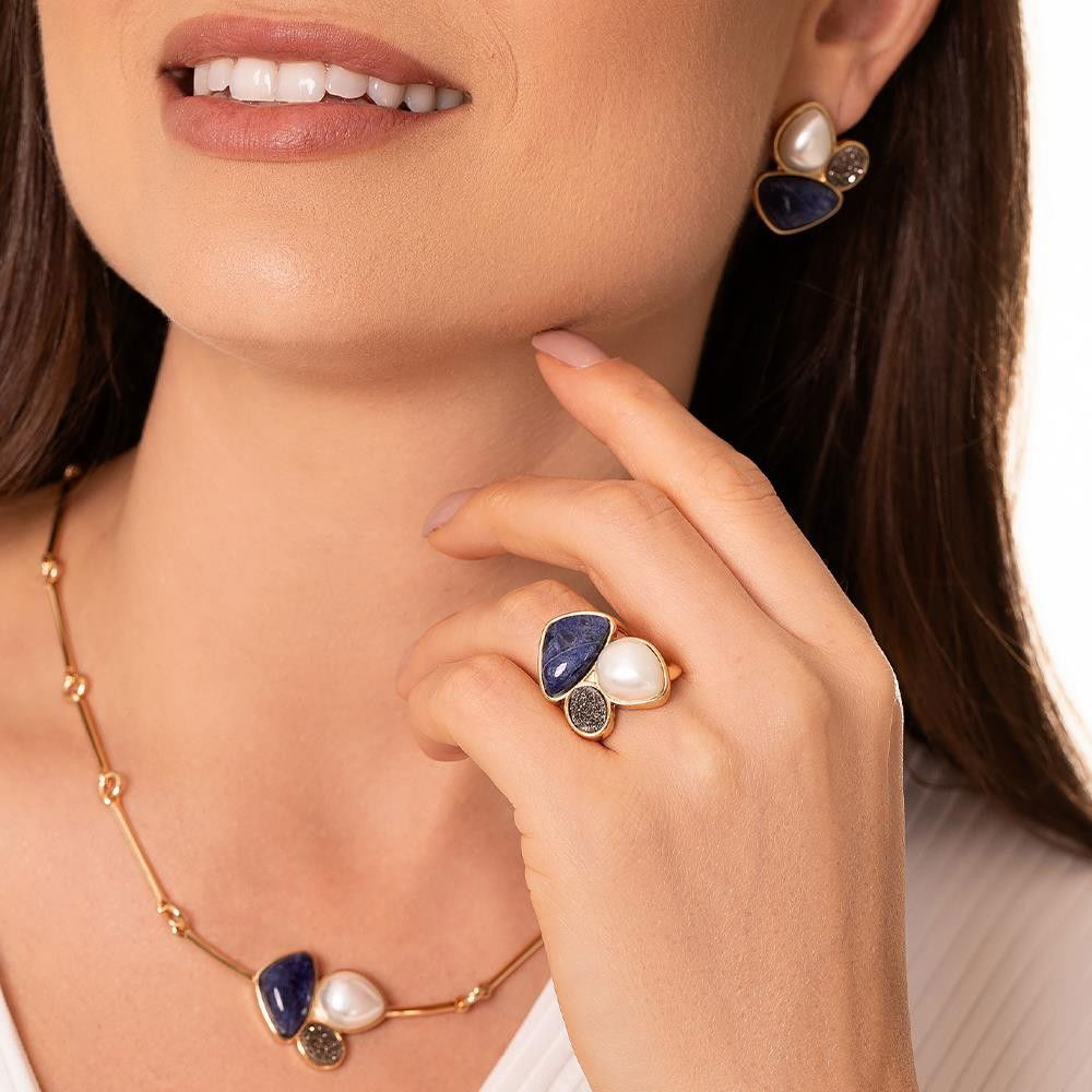 CONJUNTO FOLHEADO A OURO