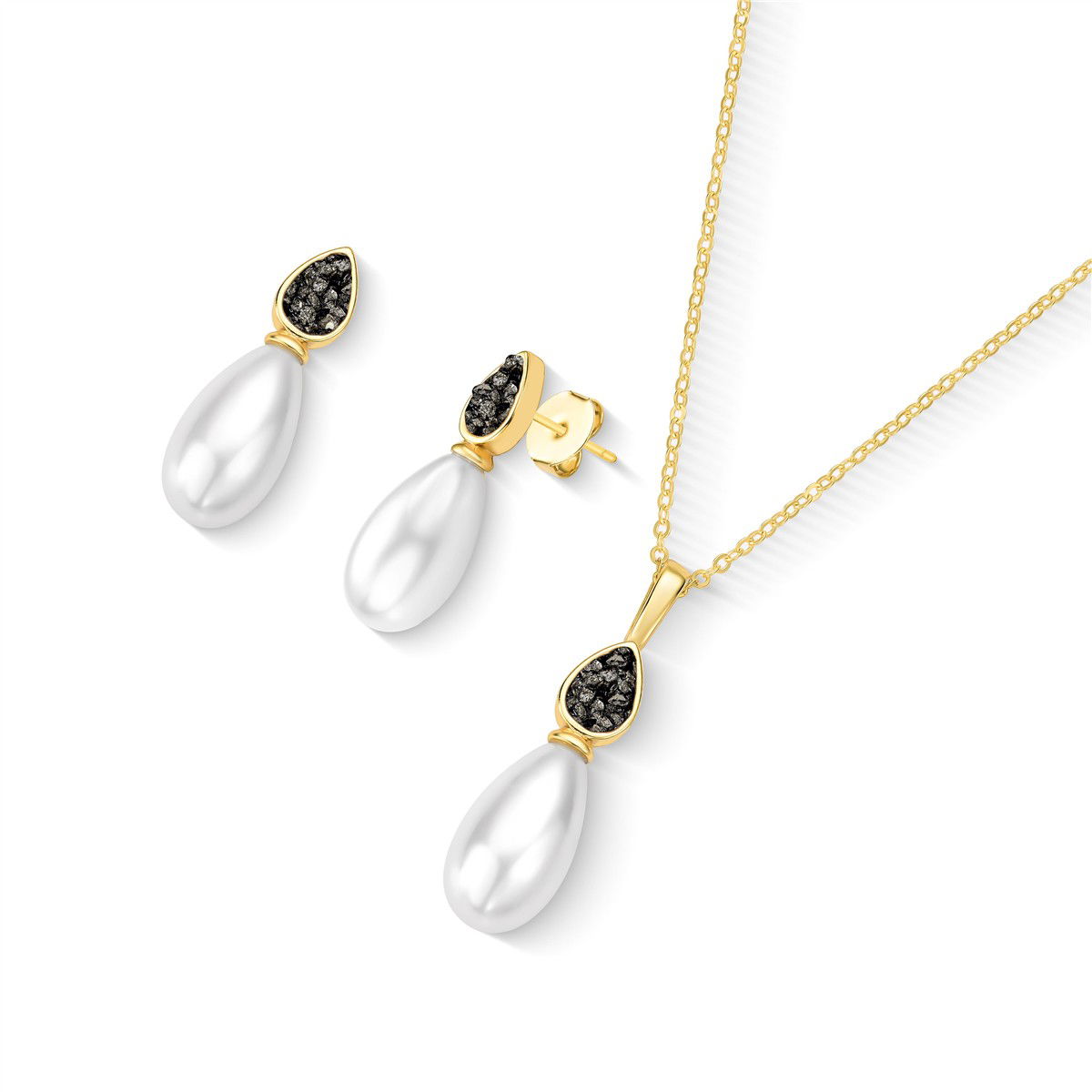 CONJUNTO FOLHEADO A OURO