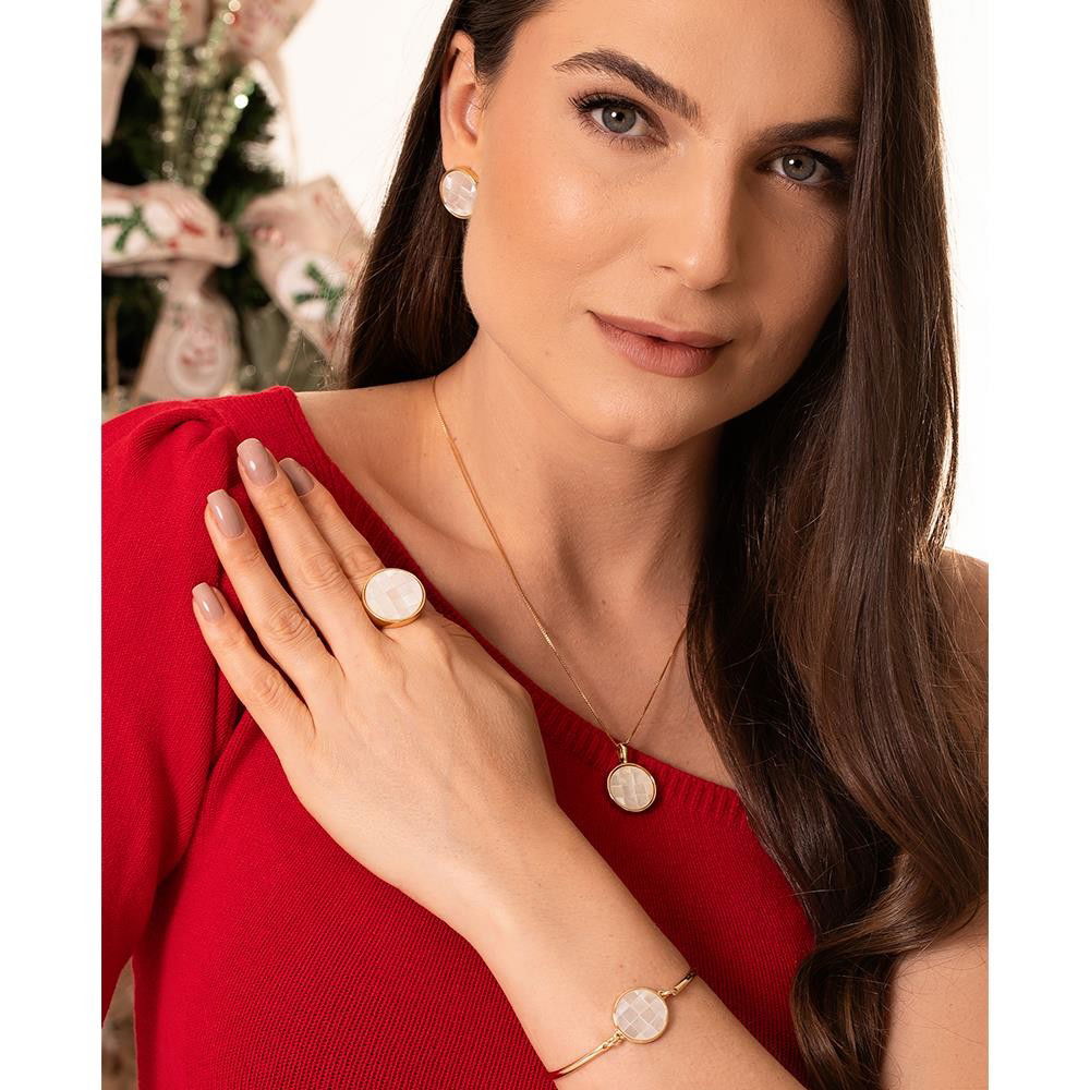 CONJUNTO FOLHEADO A OURO