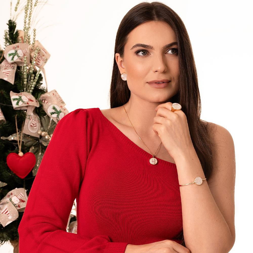 CONJUNTO FOLHEADO A OURO