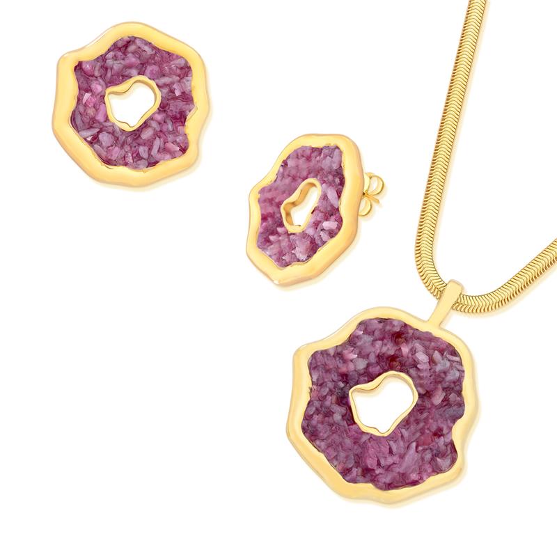 CONJUNTO FOLHEADO A OURO