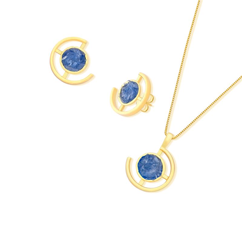 CONJUNTO FOLHEADO A OURO