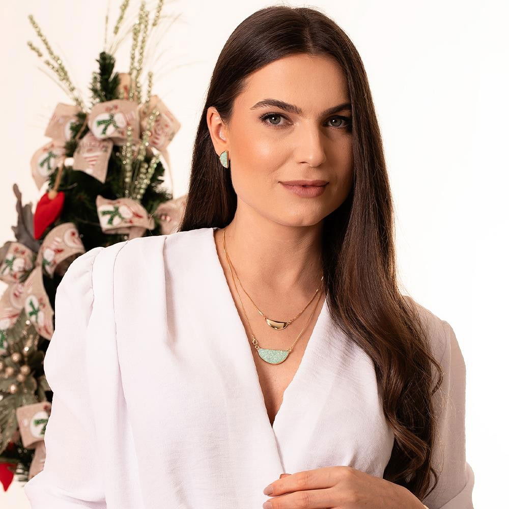 CONJUNTO FOLHEADO A OURO