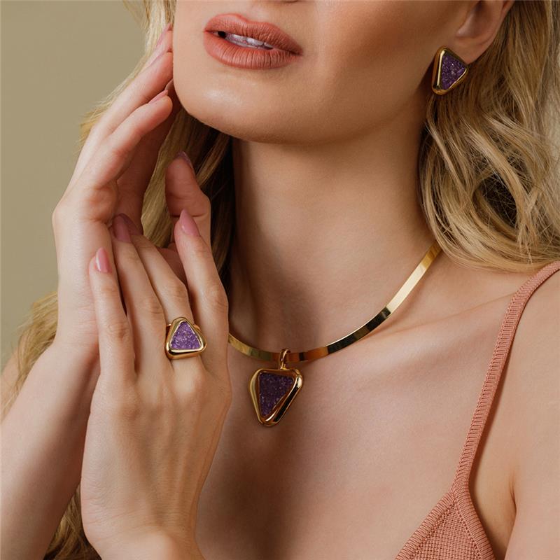 CONJUNTO FOLHEADO A OURO