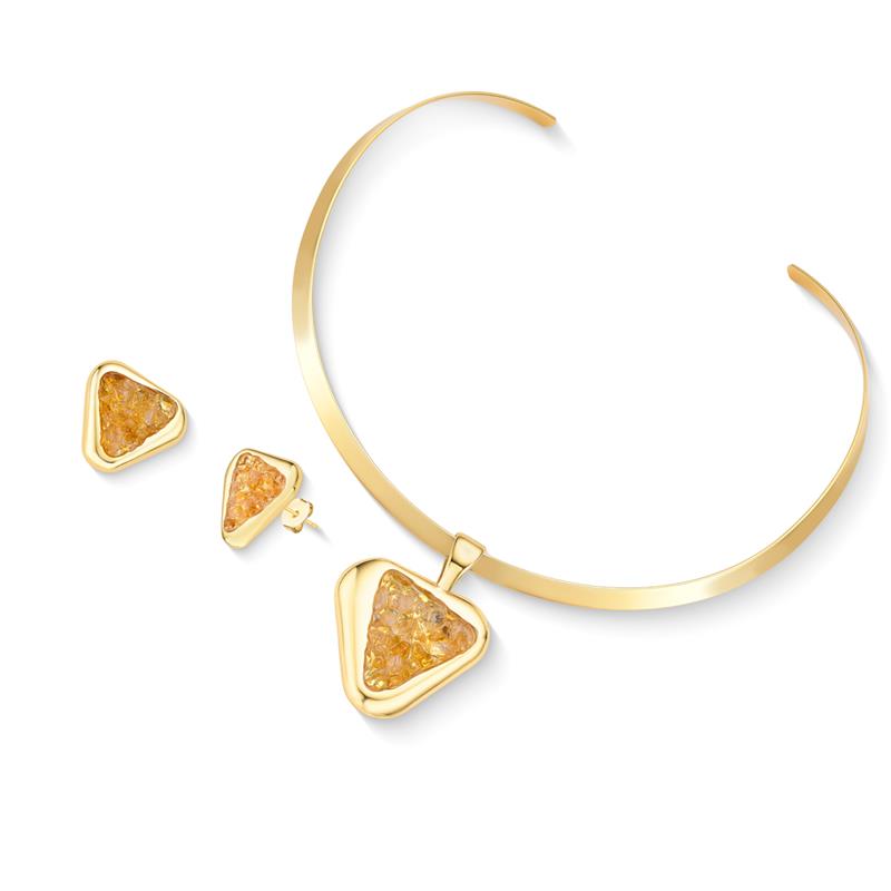 CONJUNTO FOLHEADO A OURO