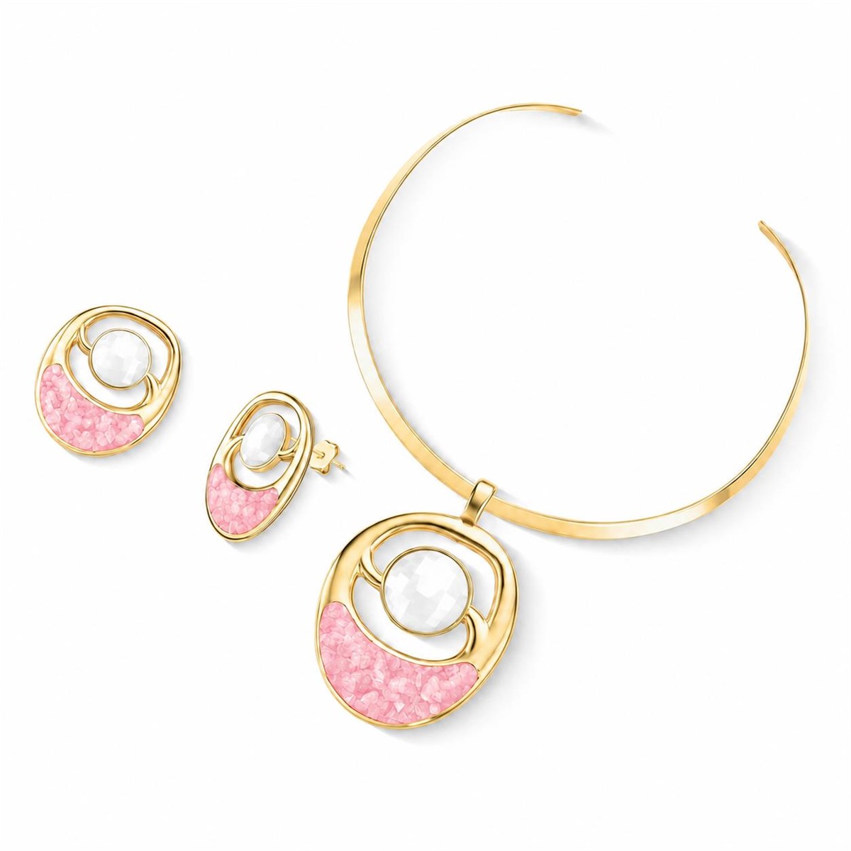 CONJUNTO FOLHEADO A OURO