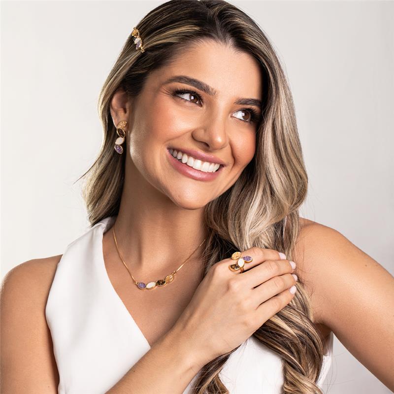 CONJUNTO FOLHEADO A OURO