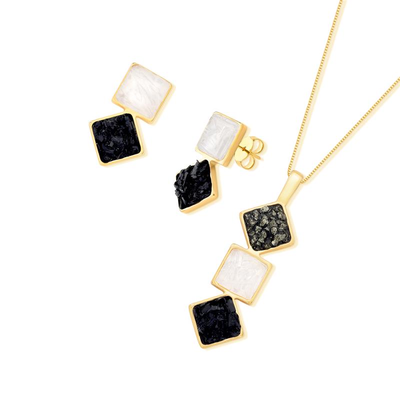 CONJUNTO FOLHEADO A OURO