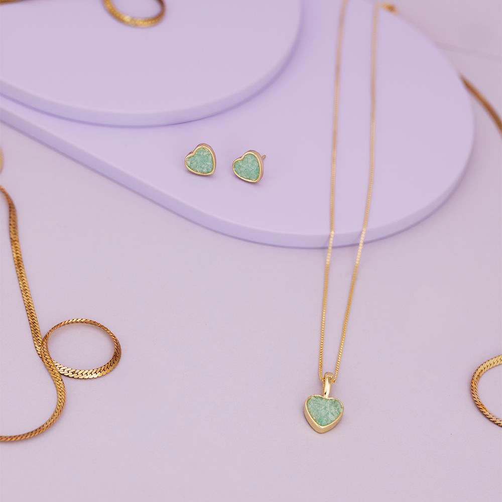 CONJUNTO FOLHEADO A OURO