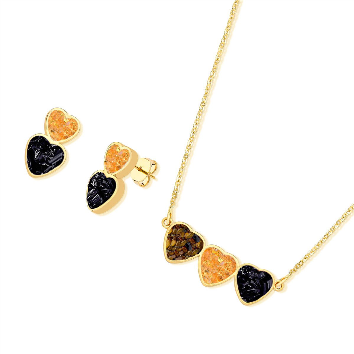 CONJUNTO FOLHEADO A OURO