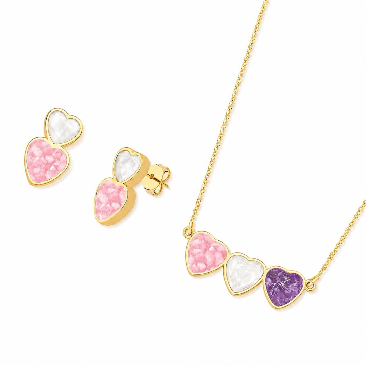 CONJUNTO FOLHEADO A OURO