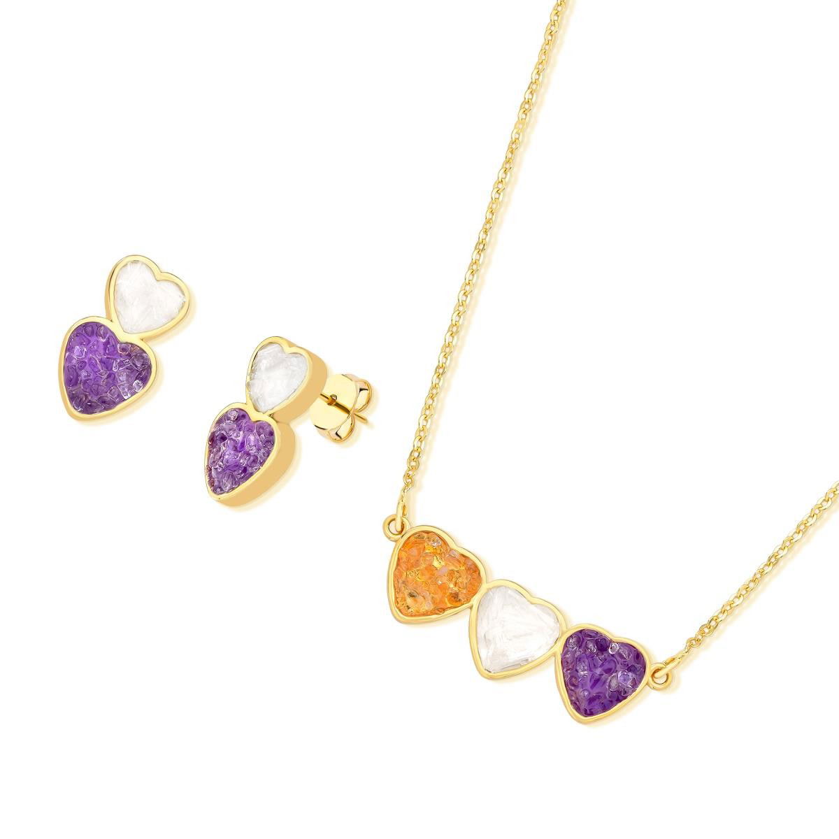 CONJUNTO FOLHEADO A OURO