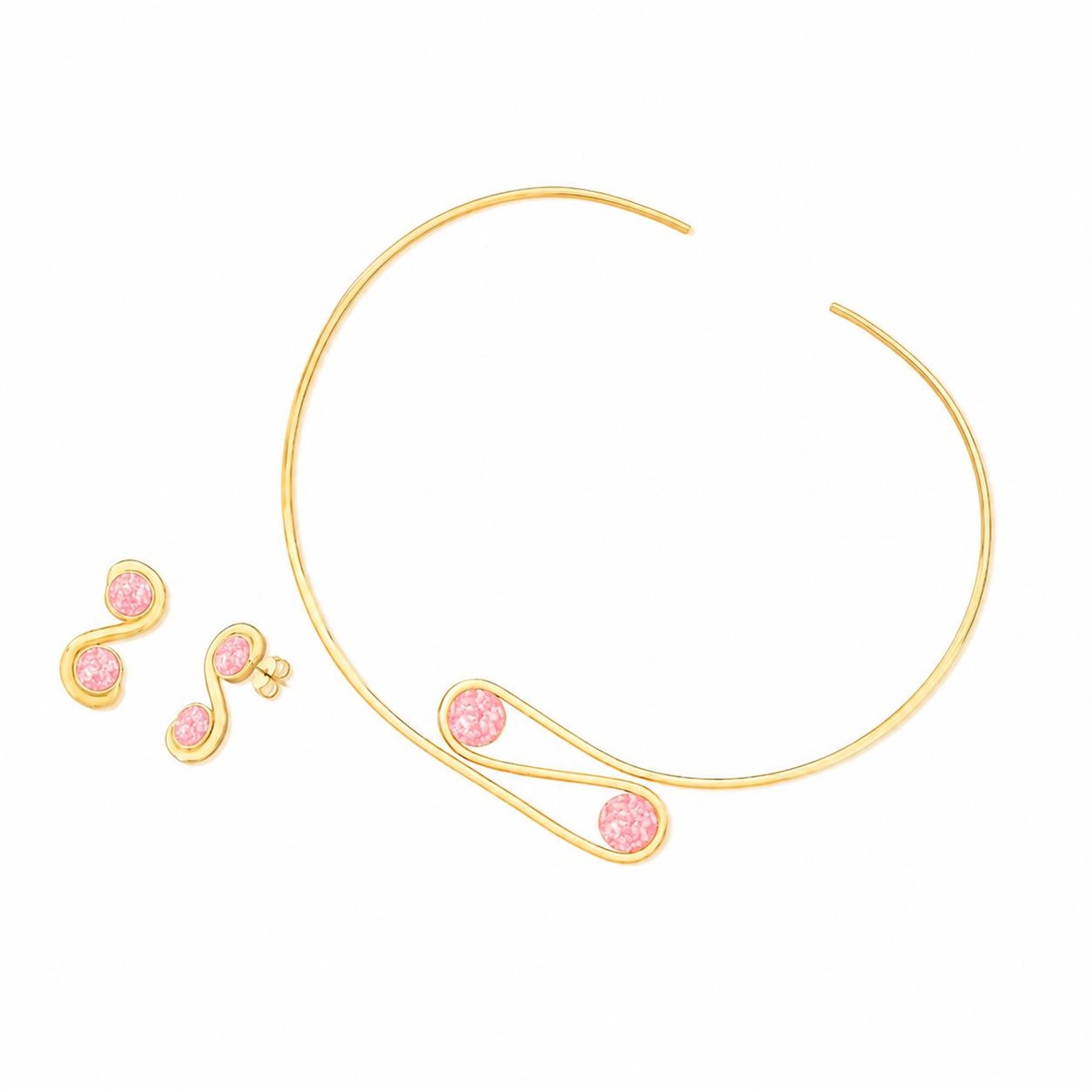 CONJUNTO FOLHEADO A OURO