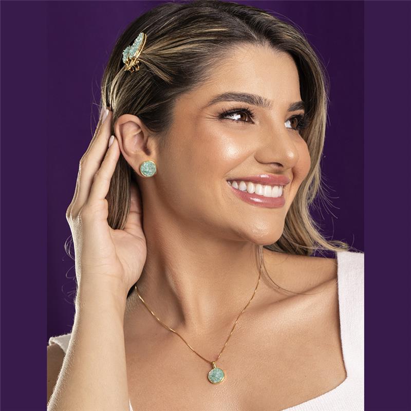 CONJUNTO FOLHEADO A OURO