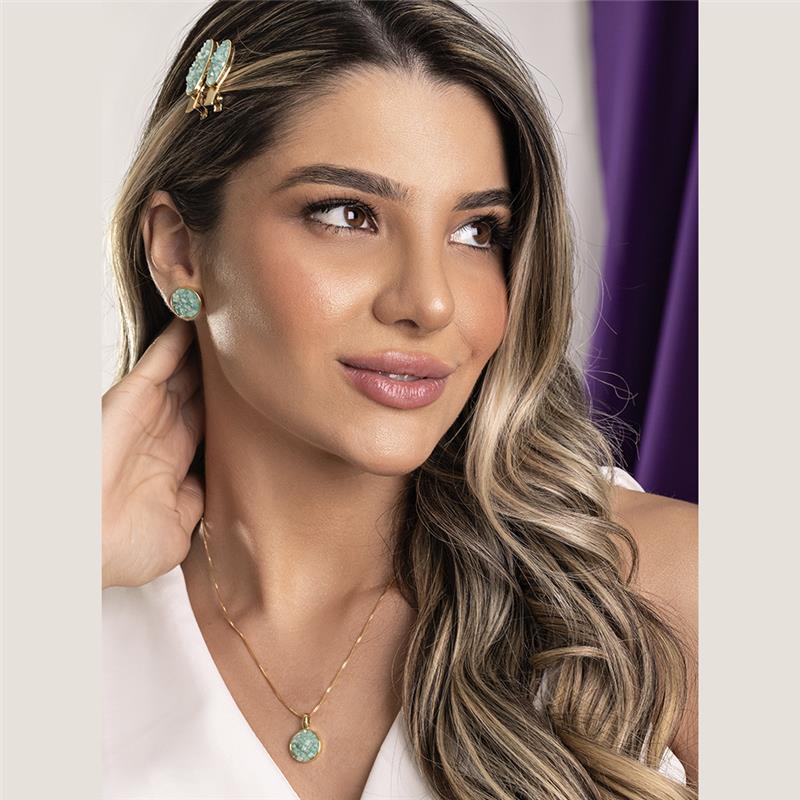 CONJUNTO FOLHEADO A OURO