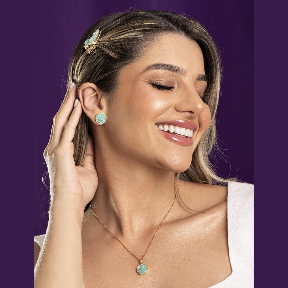CONJUNTO FOLHEADO A OURO