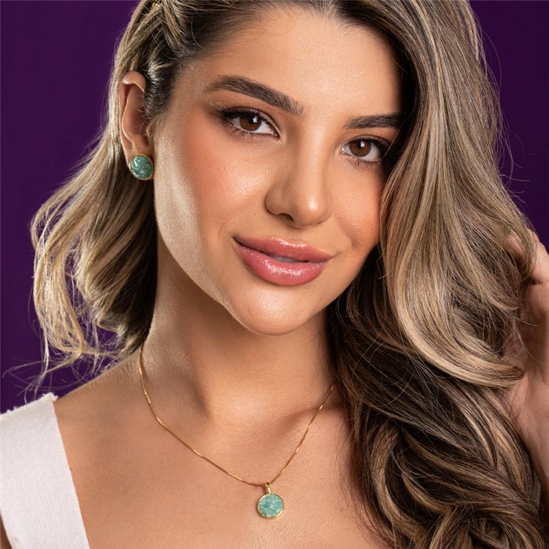 CONJUNTO FOLHEADO A OURO