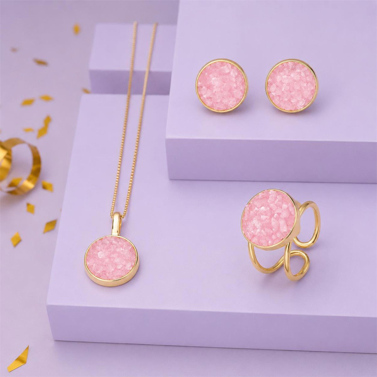 CONJUNTO FOLHEADO A OURO