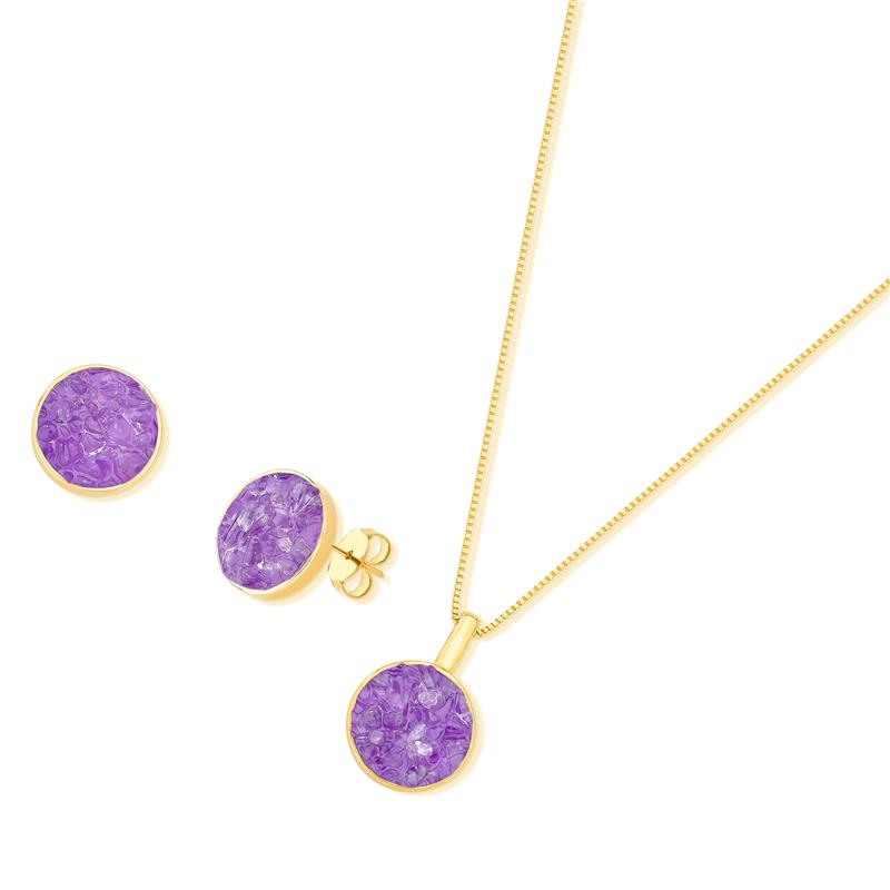 CONJUNTO FOLHEADO A OURO