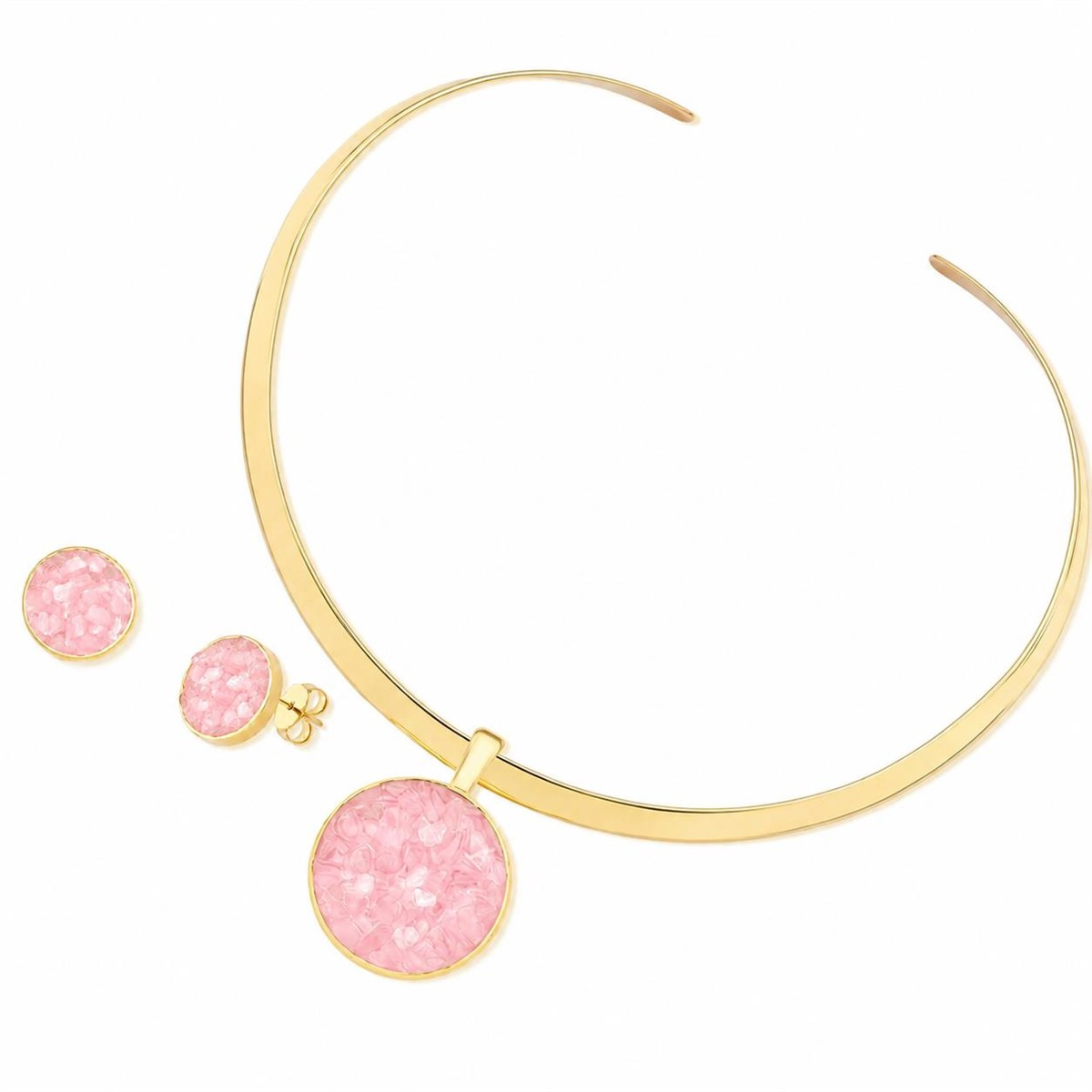 CONJUNTO FOLHEADO A OURO